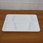 Plastic Multi-Compartment Rectangular Meal Serving Tray / Plate (1 Pc / White) - Full Detail by Nari Haat, Indian eth...