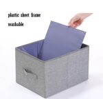 FOLDABLE STORAGE BOX WITH LID AND HANDLES, COTTON AND LINEN STORAGE BINS AND BASKETS ORGANIZER FOR NURSERY, CLOSET, B...