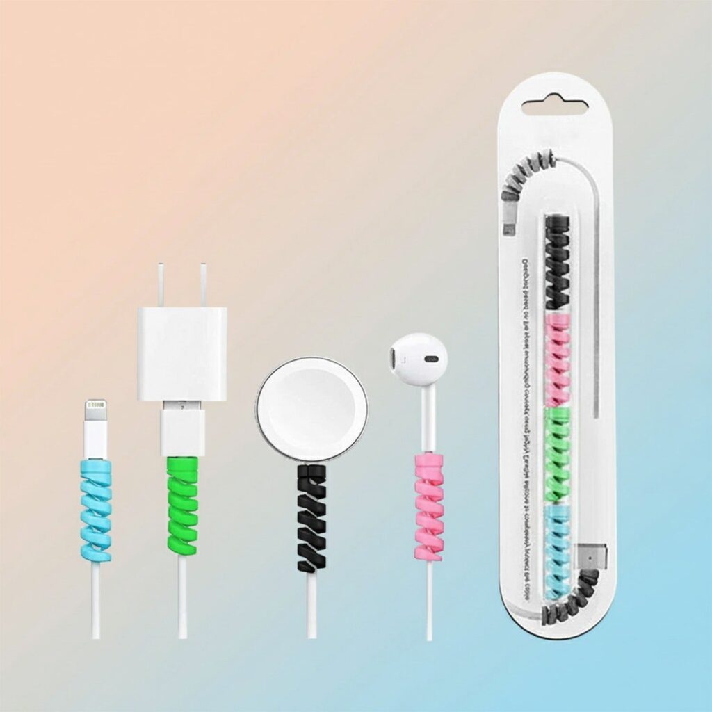 Spiral spring cable protectors for charger