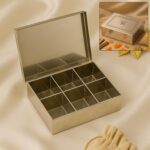 Multipurpose Stainless Steel Jewelry Storage Organizer Box 6 Compartments (1 Pc) - Closeup Embroidery by Nari Haat, I...