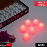 Red LED Tealights Smokeless Flameless Candles for Home Decor, Diwali (24 Pcs) - With Dupatta by Nari Haat, Indian eth...