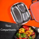 White Transparent Lunch Box – Stainless Steel with 3 Compartments for Kids & Adults - Fabric Detail by Nari Haat, I...