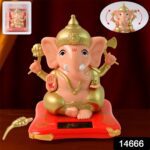 Solar-Powered Dancing Ganesha Idol – Decorative Lord Ganpati Showpiece with Movement - With Dupatta by Nari Haat, I...