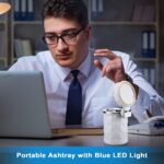 Car Cupholder LED Ashtray – Portable Blue Light, Lid & Waste Bin, Cigarette Ashtray - Neckline Detail by Nari Haat,...