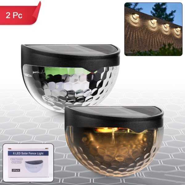 6 LED Solar Powered Wall Mount Fence Light with Honeycomb Shade Design (2 Pc Set) - Front View by Nari Haat, Indian e...
