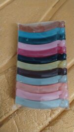 Multicolor Plastic Banana Hair Clips Set (12 Pc) - Fabric Detail by Nari Haat, Indian ethnic wear, women clothing, de...