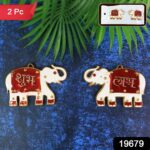 Shubh Labh Elephant Decorative Wall Hangings (2 Pc) - With Dupatta by Nari Haat, Indian ethnic wear, women clothing, ...