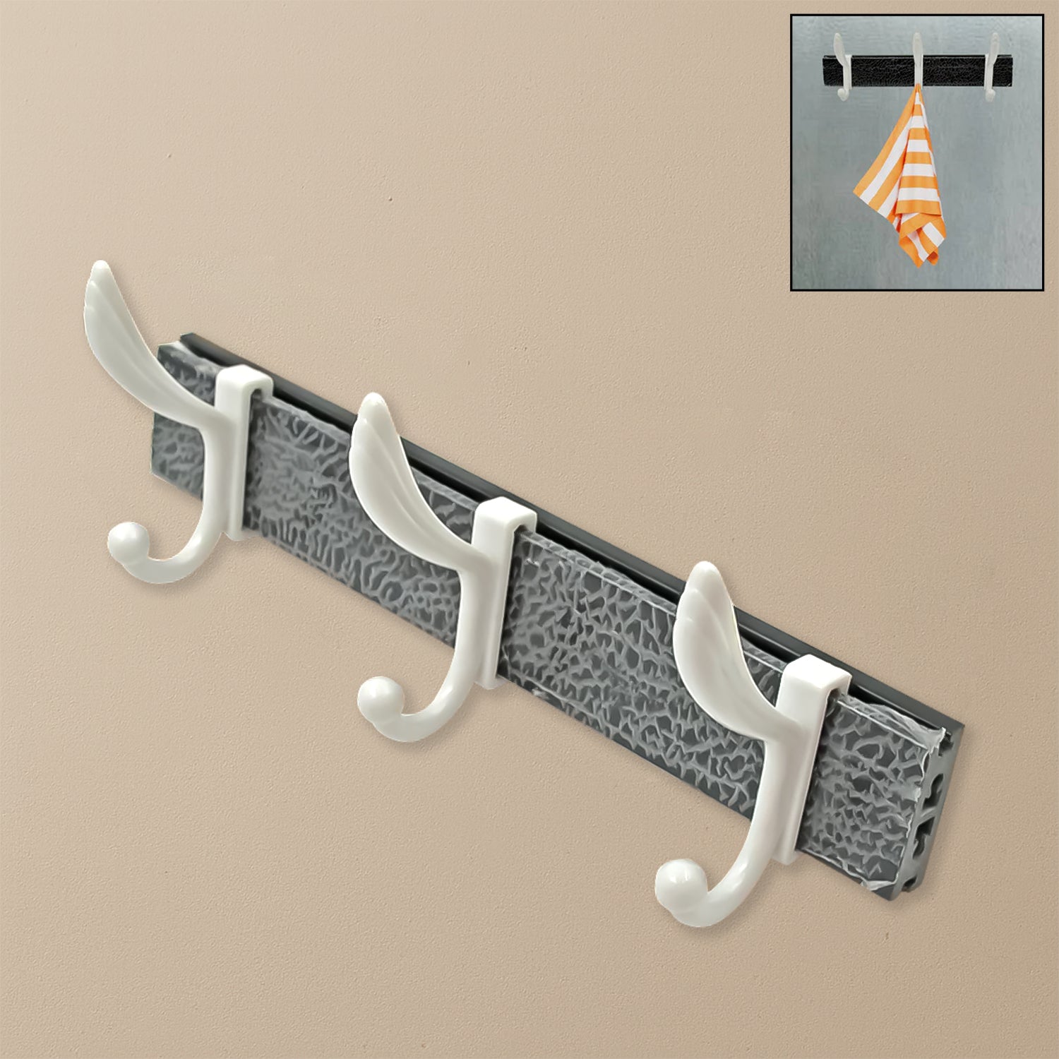 7571_wall_mounted_3hook_hanger.jpg Wall Mounted Coat Hanger Rack with 6 Hooks