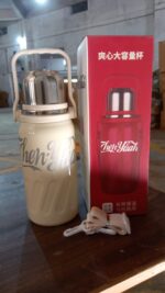 Stainless Steel Vacuum Insulated Water Bottle – Leak Proof Flask with Steel Cup - Full Detail by Nari Haat, Indian ...