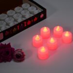 Red LED Tealights Smokeless Flameless Candles for Home Decor, Diwali (24 Pcs) - Fabric Detail by Nari Haat, Indian et...