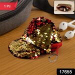 Stylish Sequin Mini Cap-Shaped Coin Purse (1 Pc) - With Dupatta by Nari Haat, Indian ethnic wear, women clothing, des...