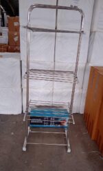 3 Layer Foldable Stainless Steel Cloth Drying Stand with Wheels - Full Detail by Nari Haat, Indian ethnic wear, women...
