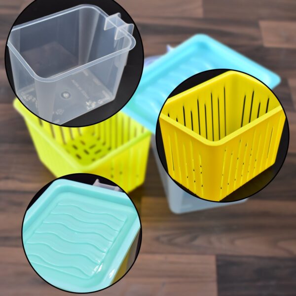 Fridge Storage Containers with Handle – Plastic Kitchen Storage (4 Pcs Set) - Front View by Nari Haat, Indian ethni...