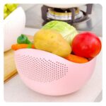 Plastic Rice Bowl Food Strainer Thick Drain Basket Vegetable Fruit 3 Pcs - Fabric Detail by Nari Haat, Indian ethnic ...