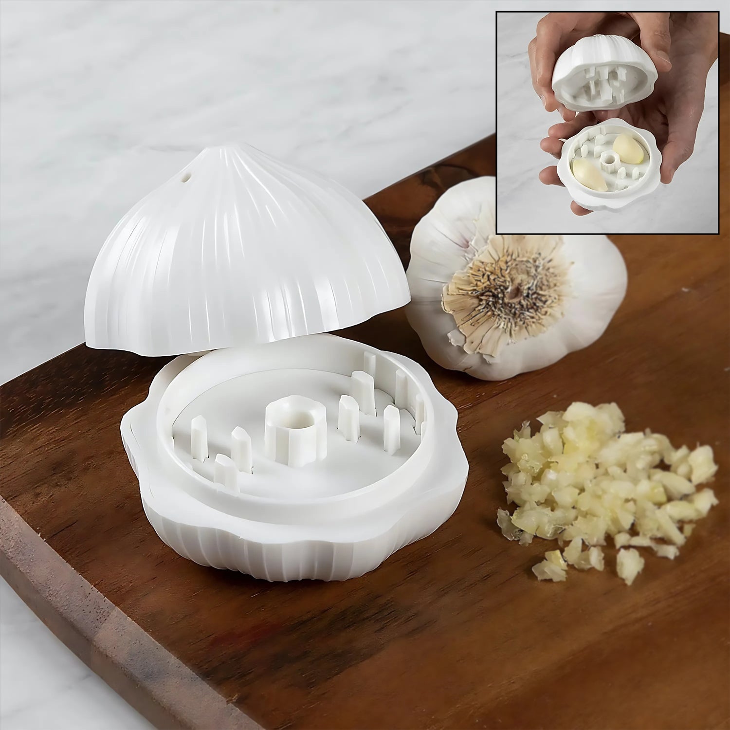 8194_garlic_crusher_1pc.jpg Garlic Press Sharpener Manual Ginger Chili Garlic Crusher Kitchen Use - Front View by Nari Haat, Indian ethnic wear,...