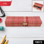 Multi-Purpose Handcrafted Bamboo Mat Style Pen Pencil & Makeup Box (1 Pc) - With Dupatta by Nari Haat, Indian ethnic ...