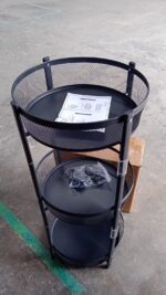 3-Layer Round Metal Mesh Utility Storage Trolley with Wheels - Fabric Detail by Nari Haat, Indian ethnic wear, women ...