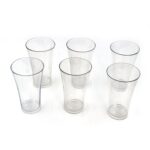 Plastic Drinking Glass Juice Glass Water Glass Set of 6 Transparent Glass - Sleeve Design by Nari Haat, Indian ethnic...