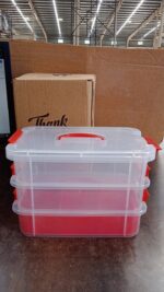 3-Layer Multi-Purpose Transparent Plastic Storage Carry Box with Handle - Full Detail by Nari Haat, Indian ethnic wea...