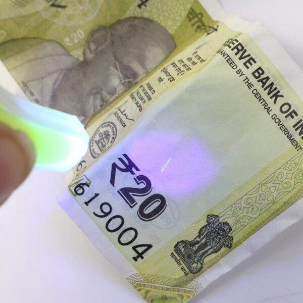 Mini LED Keychain UV Light with Blue Light (1 Pc) - Front View by Nari Haat, Indian ethnic wear, women clothing, desi...