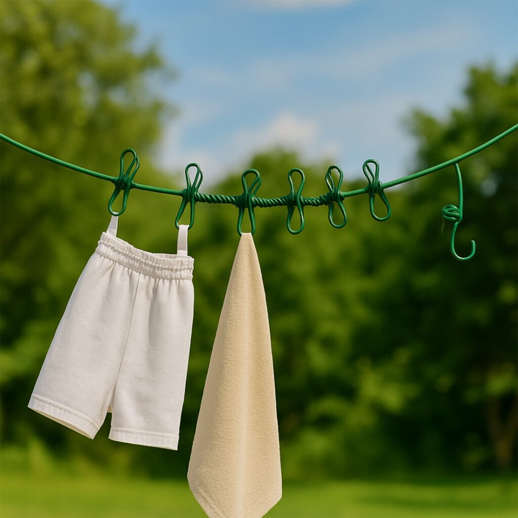 Portable Elastic Clothes Drying Rope with Clips for Home and Travel