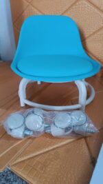 Plastic Low Round Rolling Stool with Wheels Pedicure Stool (1 pc / Mix Color) - Fabric Detail by Nari Haat, Indian et...