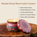 Premium Decorative Mandala Printed Metal Candle Container (4 Pc) - Back View by Nari Haat, Indian ethnic wear, women ...