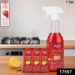 Pollic kadam Concentrated Kitchen Surface Cleaner Refill Kit with Spray Bottle - With Dupatta by Nari Haat, Indian et...