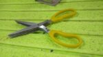 Multifunction Vegetable Stainless Steel Herbs Scissor with 5 Blades (1 Pc) - Fabric Detail by Nari Haat, Indian ethni...