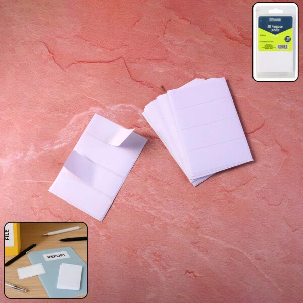 Premium All Purpose Adhesive White Labels (128 Labels) - Front View by Nari Haat, Indian ethnic wear, women clothing,...