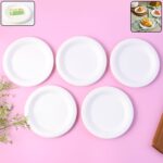 Freshee 6 Inch Round Compostable Bagasse Plate (10 Pcs Pack) - Front View by Nari Haat, Indian ethnic wear, women clo...