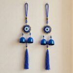 Decorative Evil Eye Hanging Wind Chime Set (2 Pc Set) - Closeup Embroidery by Nari Haat, Indian ethnic wear, women cl...