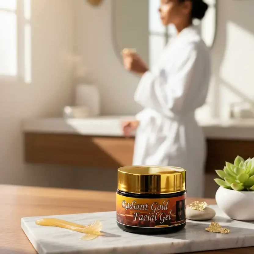 Blissful Balance Radiant Gold Facial Gel Front View, Aloe Vera Gold Glow Gel Blissful Balance Charcoal Face Pack Powder – Multani Mitti & Activated Charcoal for Deep Cleansing, Oil Control & C...