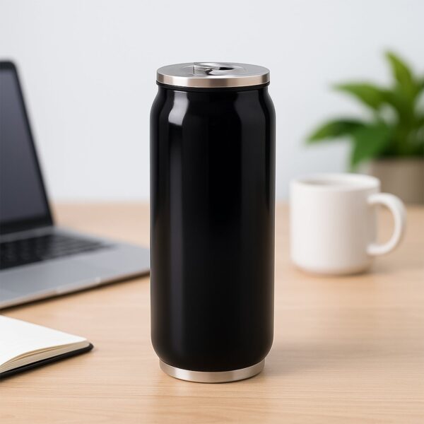 Stainless Steel Can-Shaped Vacuum Flask Built-In Straw 500ml Approx, Tumbler (1 Pc) - Front View by Nari Haat, Indian...