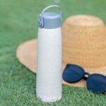 Creative Wheat Glass Water Bottle with Phone Holder (380ml) - Neckline Detail by Nari Haat, Indian ethnic wear, women...