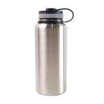 Silver Stainless Steel Double Wall Vacuum-Insulated Drink Water Bottle (1000 ML) - Sleeve Design by Nari Haat, Indian...