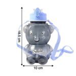 Kids Cartoon Bear Water Bottle with Straw & Shoulder Strap (1 Pc) - Neckline Detail by Nari Haat, Indian ethnic wear,...