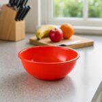 Plastic 6 Inch Red Round Deep Serving Bowl (1 Pc) - Neckline Detail by Nari Haat, Indian ethnic wear, women clothing,...