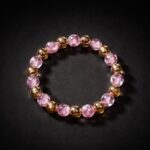 Elegant Pink Crystal Beaded Stretch Bracelet (1 Pc) - Front View by Nari Haat, Indian ethnic wear, women clothing, de...