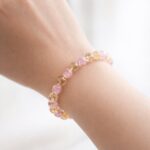 Elegant Pink Crystal Beaded Stretch Bracelet (1 Pc) - Back View by Nari Haat, Indian ethnic wear, women clothing, des...
