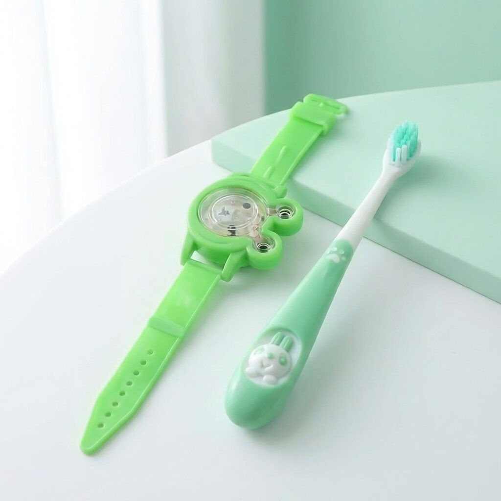 Kids Toothbrush and Cartoon Watch Toy Set - Front View by Nari Haat, Indian ethnic wear, women clothing, designer suit