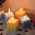 Colorful Cube Shaped Wax Candles (4 Pc) - Back View by Nari Haat, Indian ethnic wear, women clothing, designer suit