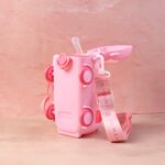 Bus Shaped Kids Water Bottle with Strap – 500ml Cute Cartoon Design With Sticker - Back View by Nari Haat, Indian e...