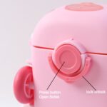 Bus Shaped Kids Water Bottle with Strap – 500ml Cute Cartoon Design With Sticker - Neckline Detail by Nari Haat, In...