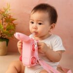 Bus Shaped Kids Water Bottle with Strap – 500ml Cute Cartoon Design With Sticker - Closeup Embroidery by Nari Haat,...