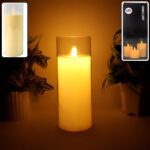 LED Flameless Candle Light with Flickering Flame Effect in Glass Cover (1 Pc) - Front View by Nari Haat, Indian ethni...