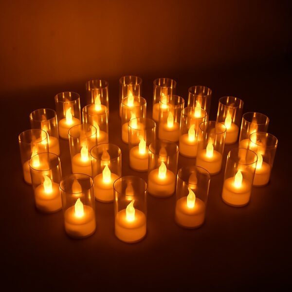 Flameless Candles with Transparent plastic Covers Set of 24 Pcs LED - Front View by Nari Haat, Indian ethnic wear, wo...