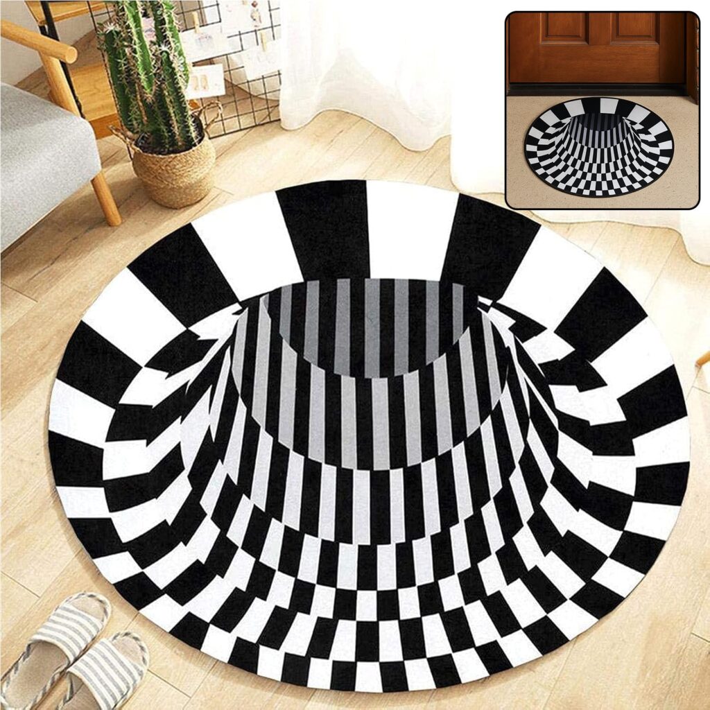 3D Space Round Carpet, Floor Mat Non-Woven Doormat (60 Cm) - Front View by Nari Haat, Indian ethnic wear, women cloth...