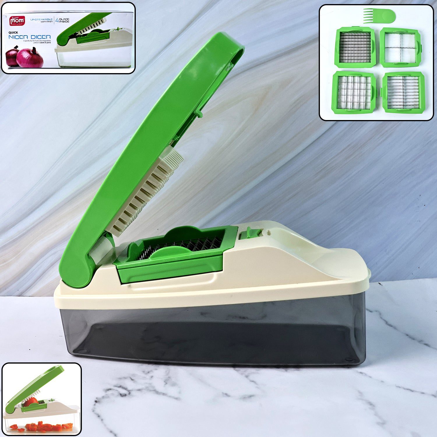 Chopper-01.jpg Supermom Quick Nicer Dicer – Multipurpose Vegetable & Fruit Chopper - Front View by Nari Haat, Indian ethnic wear, ...
