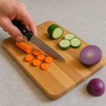 Apex Steel Oak Cutting Board with Wooden Handle (1 Pc) - Fabric Detail by Nari Haat, Indian ethnic wear, women clothi...